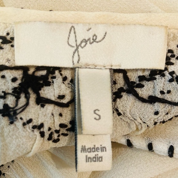Joie cream colored silk chiffon sheer embroidered boho blouse. Small - Picture 5 of 6
